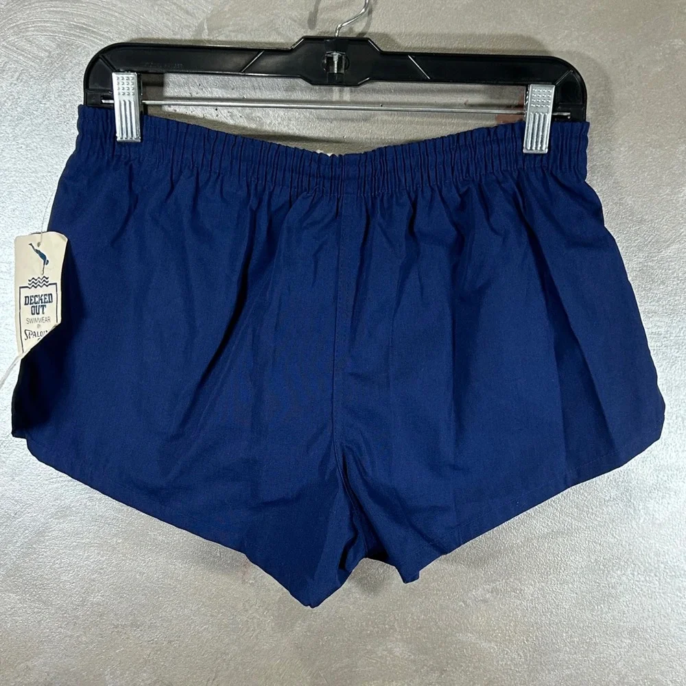 Vintage Spalding Decked Out Swim Trunks Navy Blue Athletic Shorts Mens Small